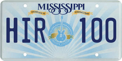 MS license plate HIR100