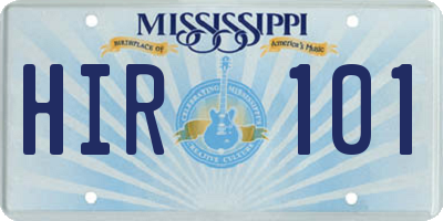 MS license plate HIR101