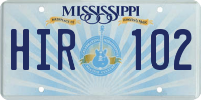 MS license plate HIR102