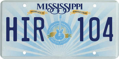 MS license plate HIR104