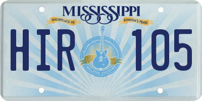 MS license plate HIR105