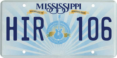 MS license plate HIR106
