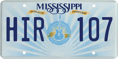 MS license plate HIR107