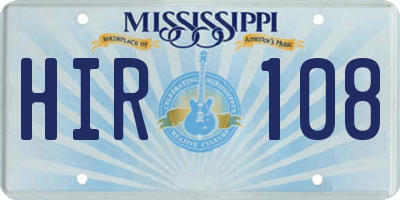 MS license plate HIR108