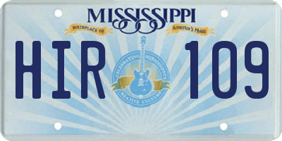 MS license plate HIR109