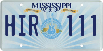 MS license plate HIR111