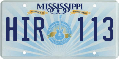 MS license plate HIR113