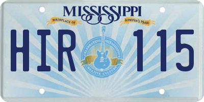 MS license plate HIR115
