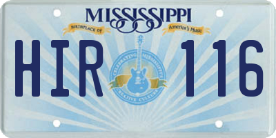 MS license plate HIR116