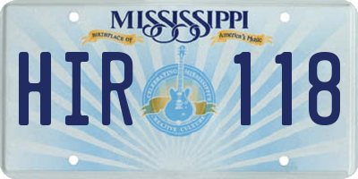 MS license plate HIR118