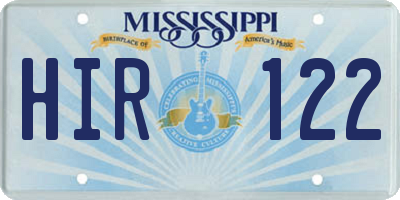 MS license plate HIR122