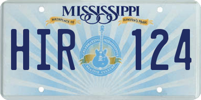MS license plate HIR124