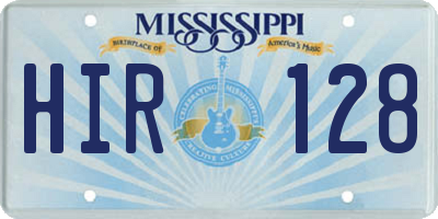 MS license plate HIR128
