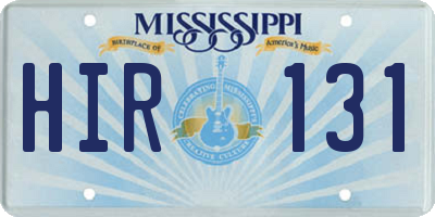 MS license plate HIR131