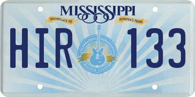 MS license plate HIR133
