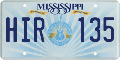 MS license plate HIR135