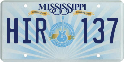 MS license plate HIR137