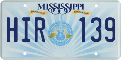 MS license plate HIR139