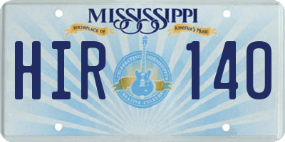 MS license plate HIR140