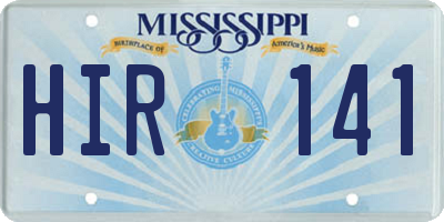 MS license plate HIR141