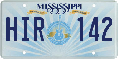 MS license plate HIR142