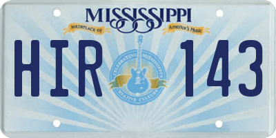 MS license plate HIR143
