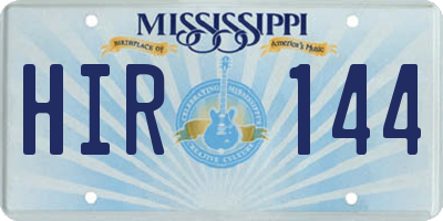MS license plate HIR144