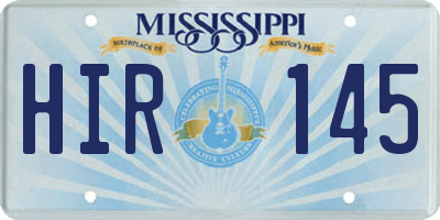 MS license plate HIR145