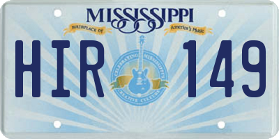 MS license plate HIR149