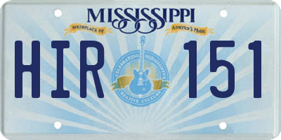 MS license plate HIR151