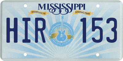 MS license plate HIR153
