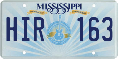 MS license plate HIR163