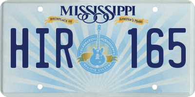 MS license plate HIR165