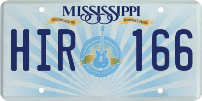 MS license plate HIR166