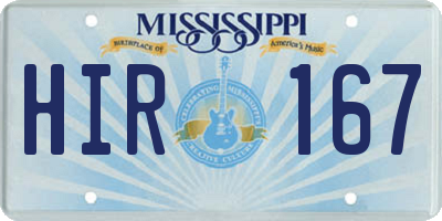MS license plate HIR167
