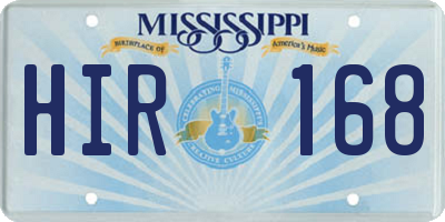 MS license plate HIR168