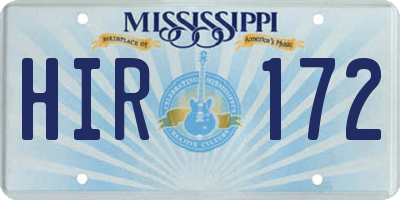 MS license plate HIR172