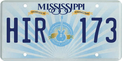 MS license plate HIR173