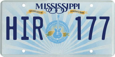 MS license plate HIR177