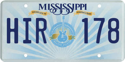 MS license plate HIR178