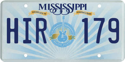 MS license plate HIR179