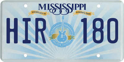MS license plate HIR180