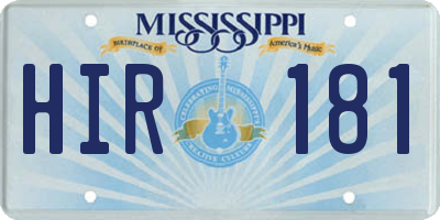 MS license plate HIR181