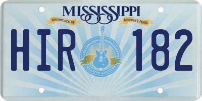MS license plate HIR182