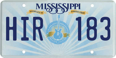 MS license plate HIR183