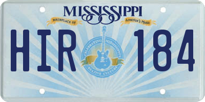 MS license plate HIR184
