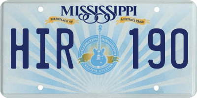 MS license plate HIR190