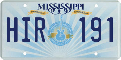 MS license plate HIR191