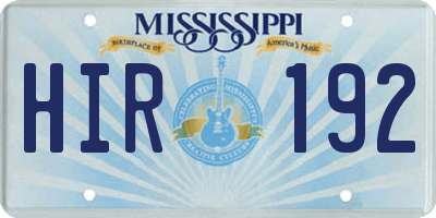 MS license plate HIR192