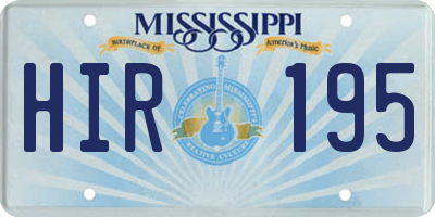 MS license plate HIR195
